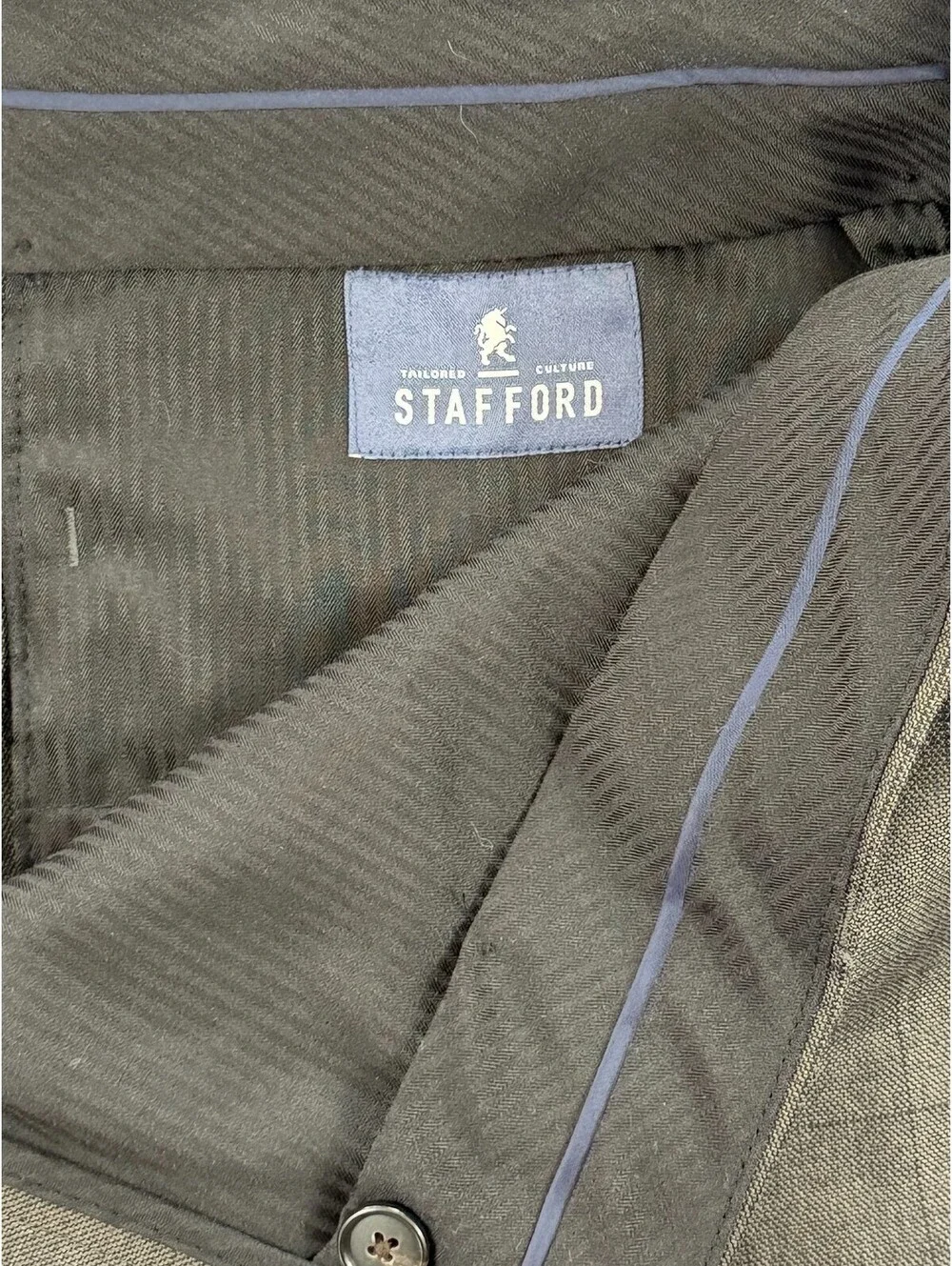 Stafford Classic Fit Mens Dress Pants 42x32 Brown Check Wool Blend
